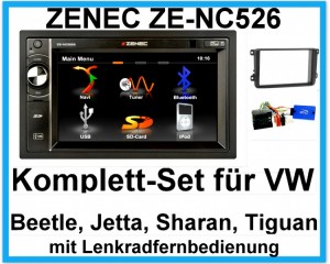 Komplett-Set VW Beetle Jetta Sharan Tiguan ZENEC ZE-NC526 Navigation Bluetooth