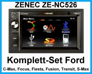 Komplett-Set Ford Focus C-Max Fiesta Transit S-Max Fusion ZENEC ZE-NC526 USB